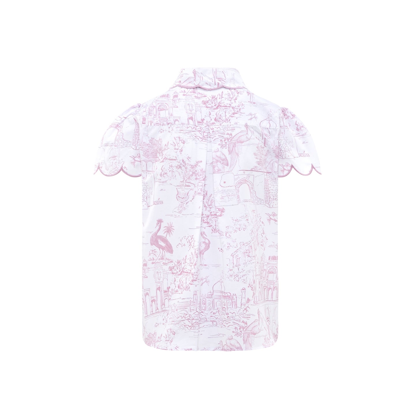 Organic cotton pink toile pyjamas , Cap Sleeve top back view by Love Letters x