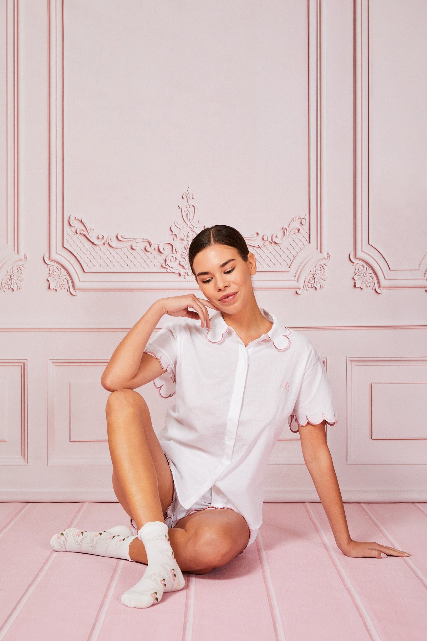White Jaipur Capsleeve Shortie PJ Set