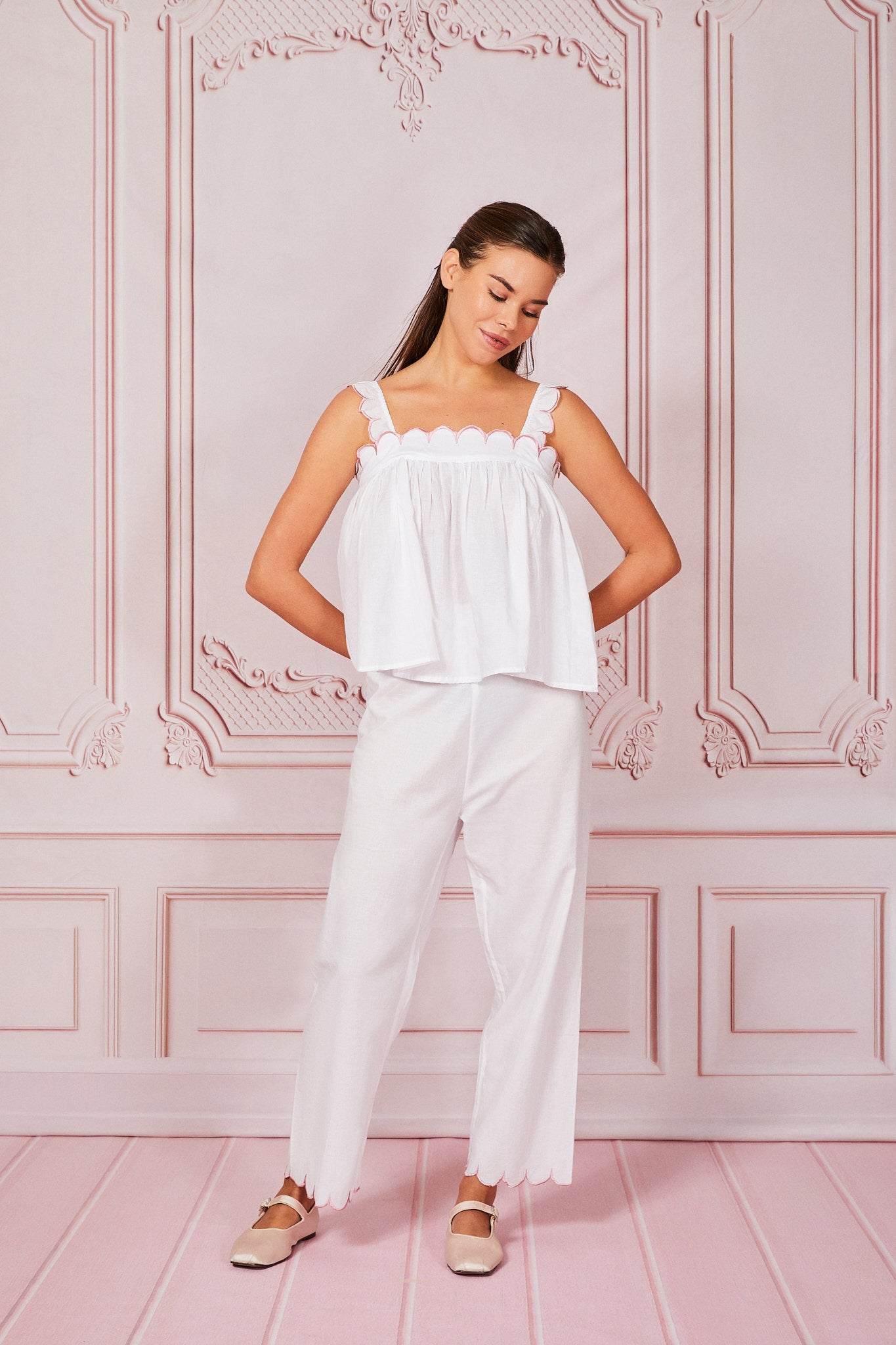 White Jaipur Babydoll PJ Pants Set