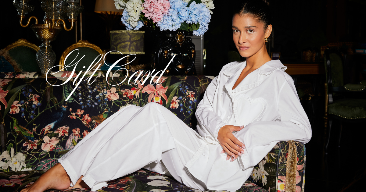woman in dolce bianca white heart pyjamas