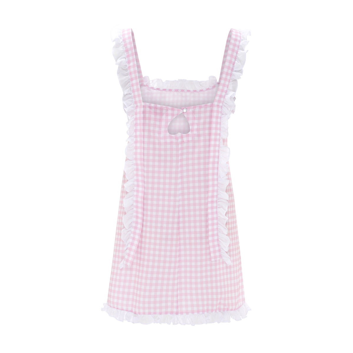 Dolce Gingham Sleep Dress in baby pink gingham cotton, shorter length, detail of tie waist