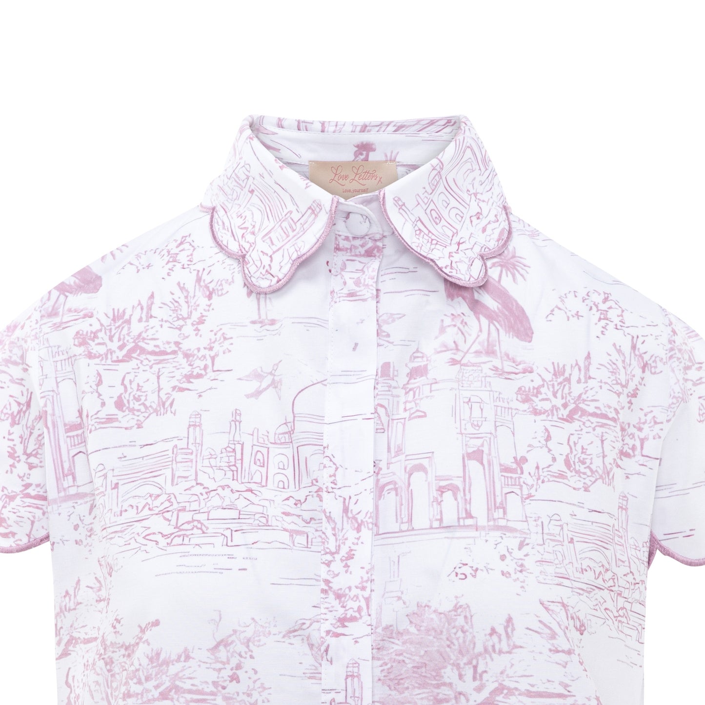 Pink Toile Cap Sleeve Long Pyjama Set