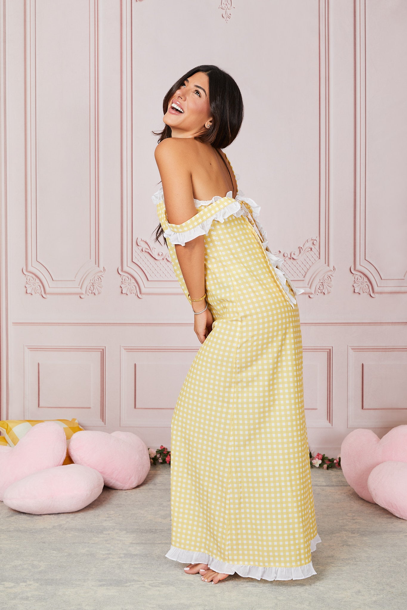 Dolce Gingham Limone Sleep Dress - Long