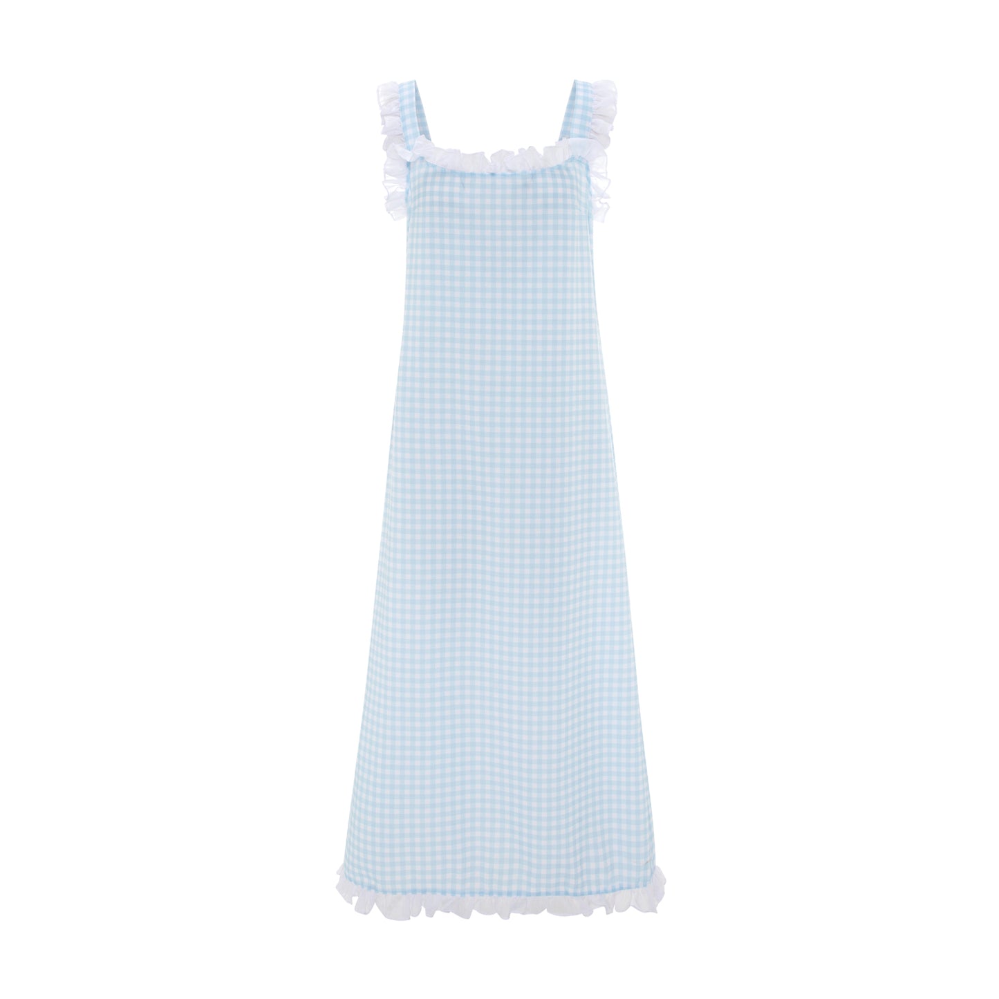 Dolce Gingham Azzurro Sleep Dress - Long