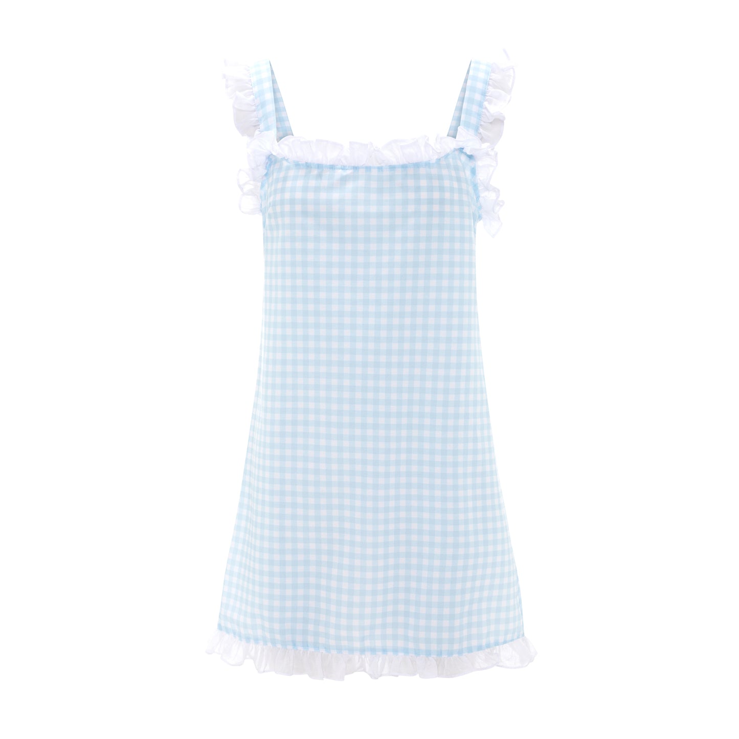 Dolce Gingham Azzurro Sleep Dress - Short