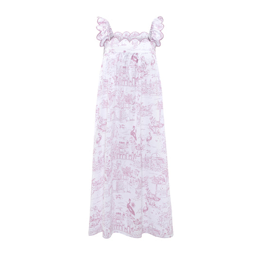 Pink Jaipur Toile nightdress with scalloped neckline by Love Letters x